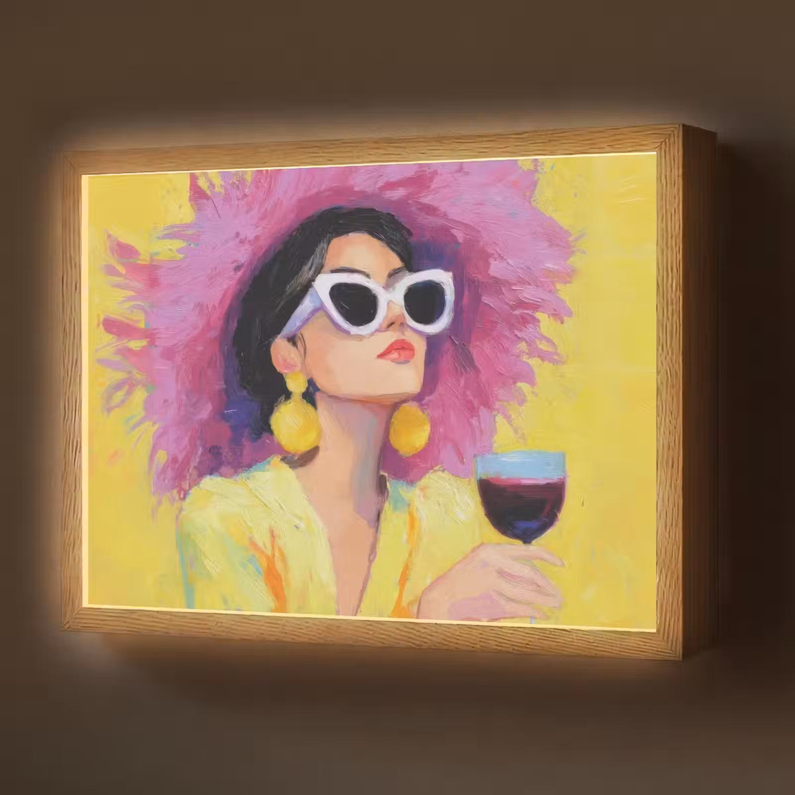 Lightbox - Wandlamp - Vrouw - Hoed - Paars - Wijn — 1