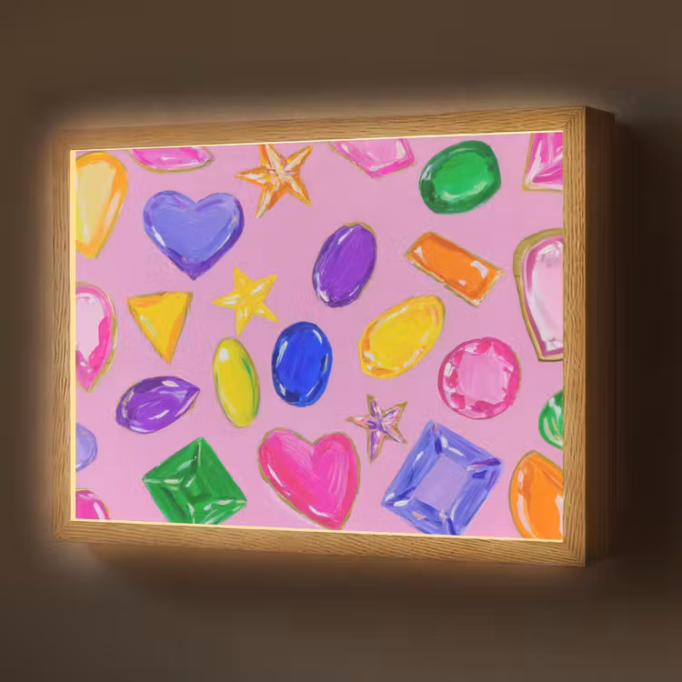 Lightbox - Wandlamp - Edelstenen - Vormen - Hartje - Kleurrijk — 1
