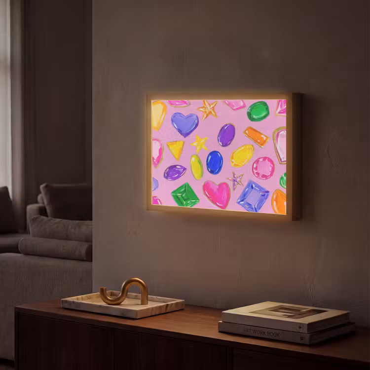 Lightbox - Wandlamp - Edelstenen - Vormen - Hartje - Kleurrijk — 2