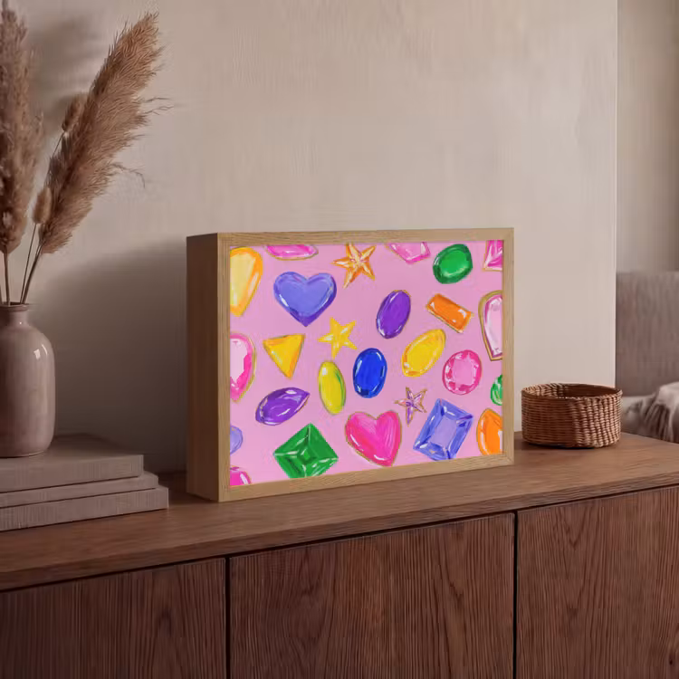 Lightbox - Wandlamp - Edelstenen - Vormen - Hartje - Kleurrijk — 4