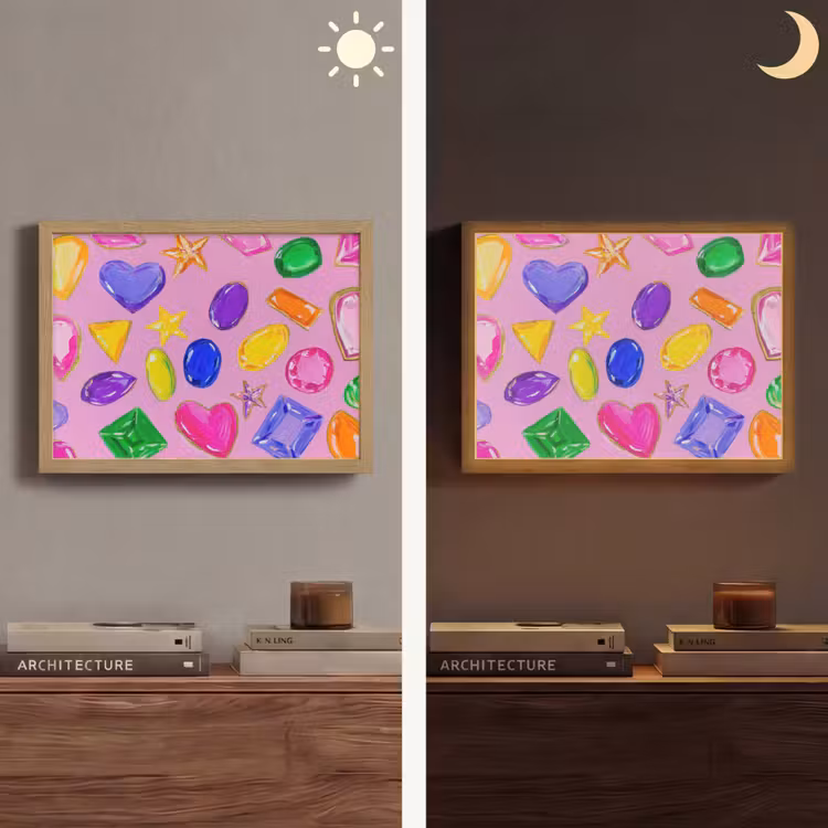 Lightbox - Wandlamp - Edelstenen - Vormen - Hartje - Kleurrijk — 6