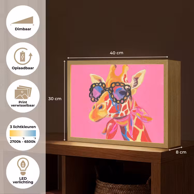 Lightbox - Wandlamp - Giraf - Roze - Bril - Sjaal — 10