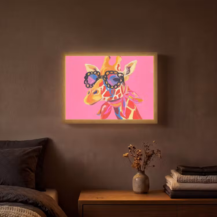 Lightbox - Wandlamp - Giraf - Roze - Bril - Sjaal — 3