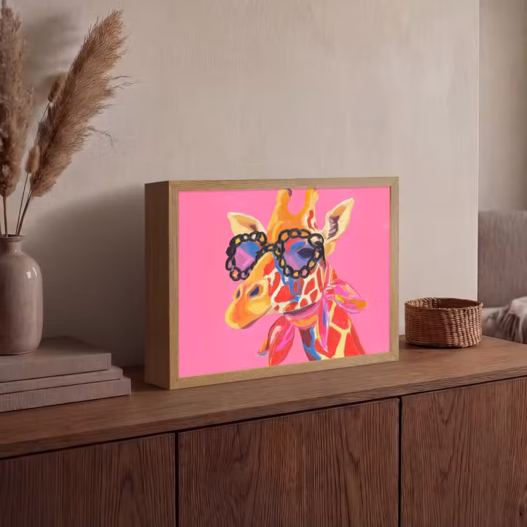 Lightbox - Wandlamp - Giraf - Roze - Bril - Sjaal — 4