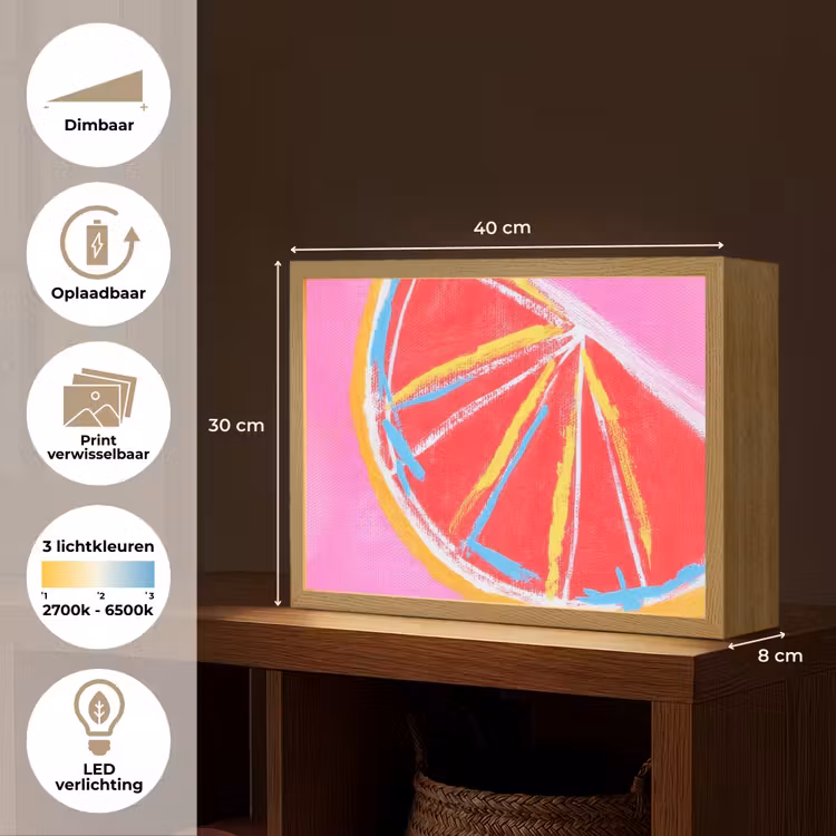 Lightbox - Wandlamp - Grapefruit - Geschilderd - Roze - Strepen — 10