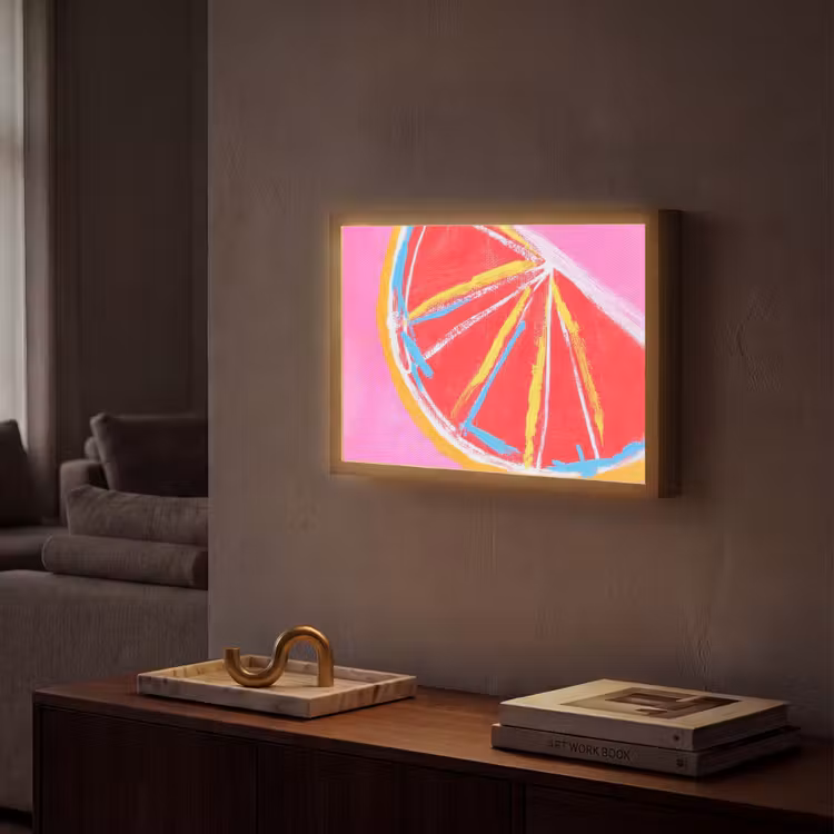 Lightbox - Wandlamp - Grapefruit - Geschilderd - Roze - Strepen — 2