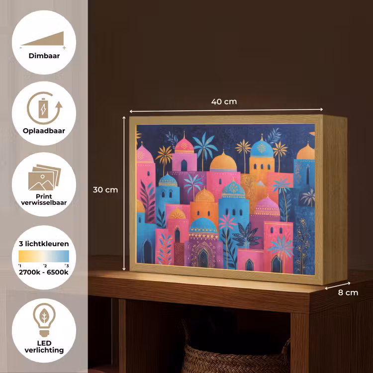 Lightbox - Wandlamp - Kleurrijke gebouwen - Avondlicht - Islamitisch — 10