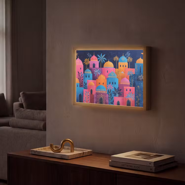 Lightbox - Wandlamp - Kleurrijke gebouwen - Avondlicht - Islamitisch — 2