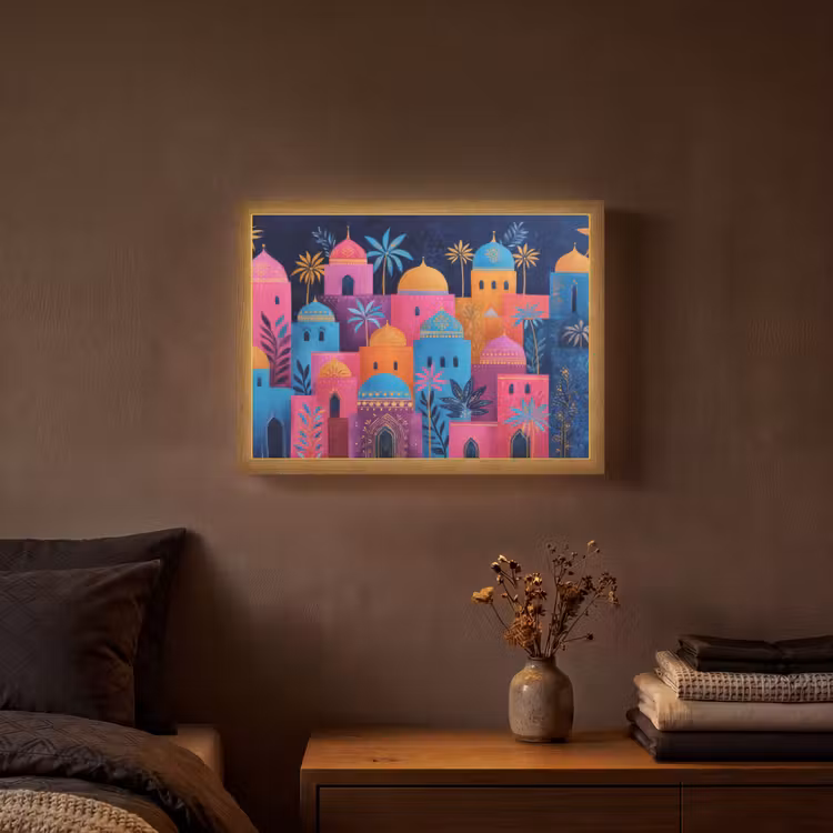 Lightbox - Wandlamp - Kleurrijke gebouwen - Avondlicht - Islamitisch — 3