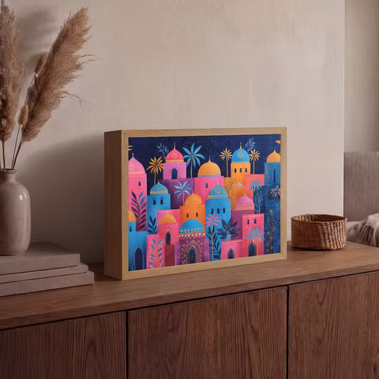 Lightbox - Wandlamp - Kleurrijke gebouwen - Avondlicht - Islamitisch — 4