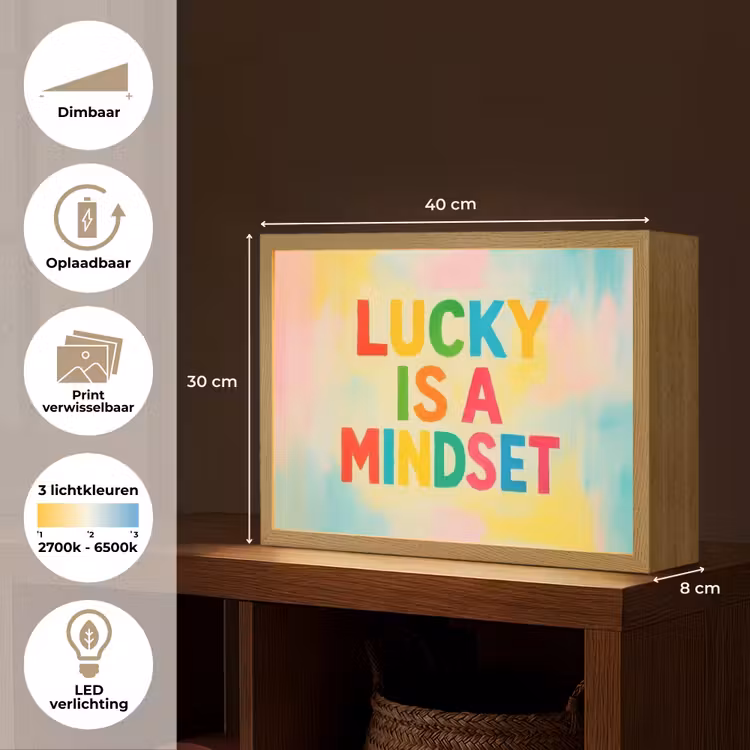 Lightbox - Wandlamp - Quote - Lucky - Regenboogkleuren — 10