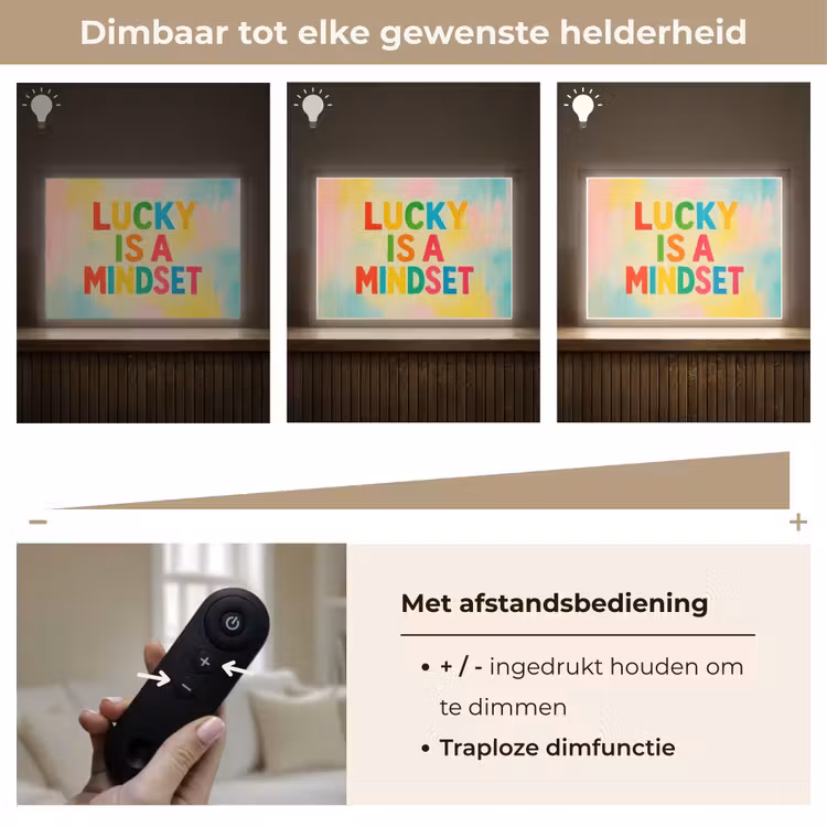 Lightbox - Wandlamp - Quote - Lucky - Regenboogkleuren — 9