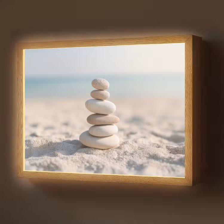 Lightbox - Wandlamp - Stenen - Stapel - Zand - Zee — 1
