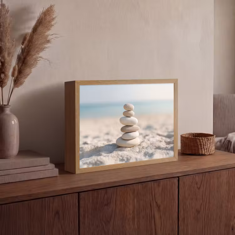 Lightbox - Wandlamp - Stenen - Stapel - Zand - Zee — 4