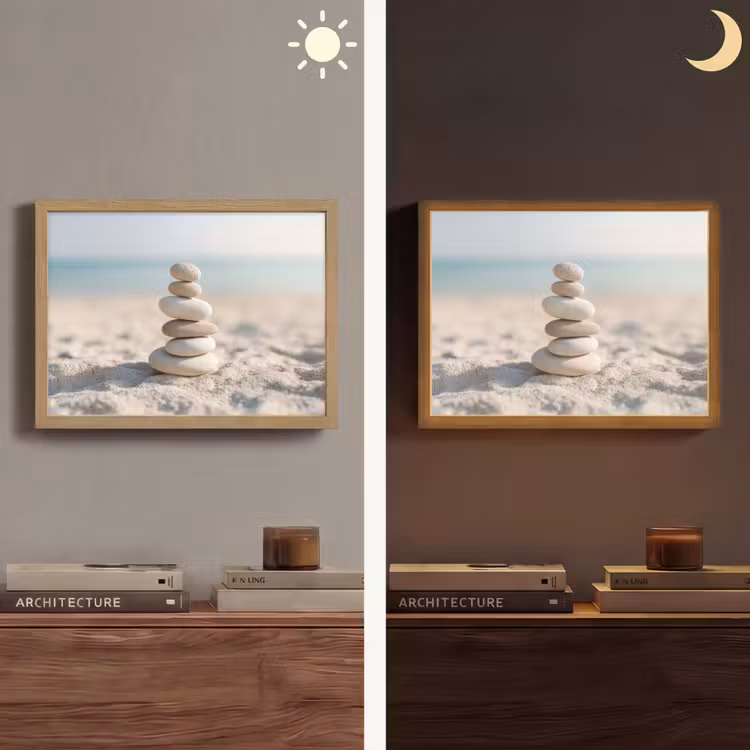 Lightbox - Wandlamp - Stenen - Stapel - Zand - Zee — 6