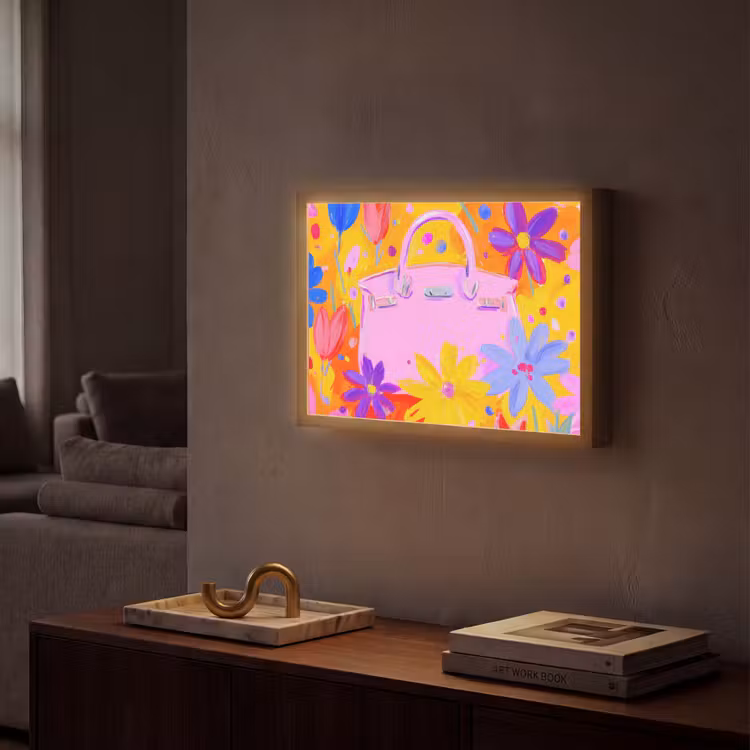 Lightbox - Wandlamp - Tas - Roze - Bloemen — 2