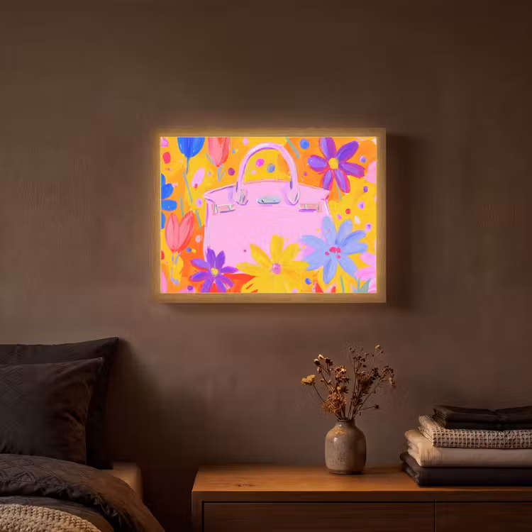 Lightbox - Wandlamp - Tas - Roze - Bloemen — 3