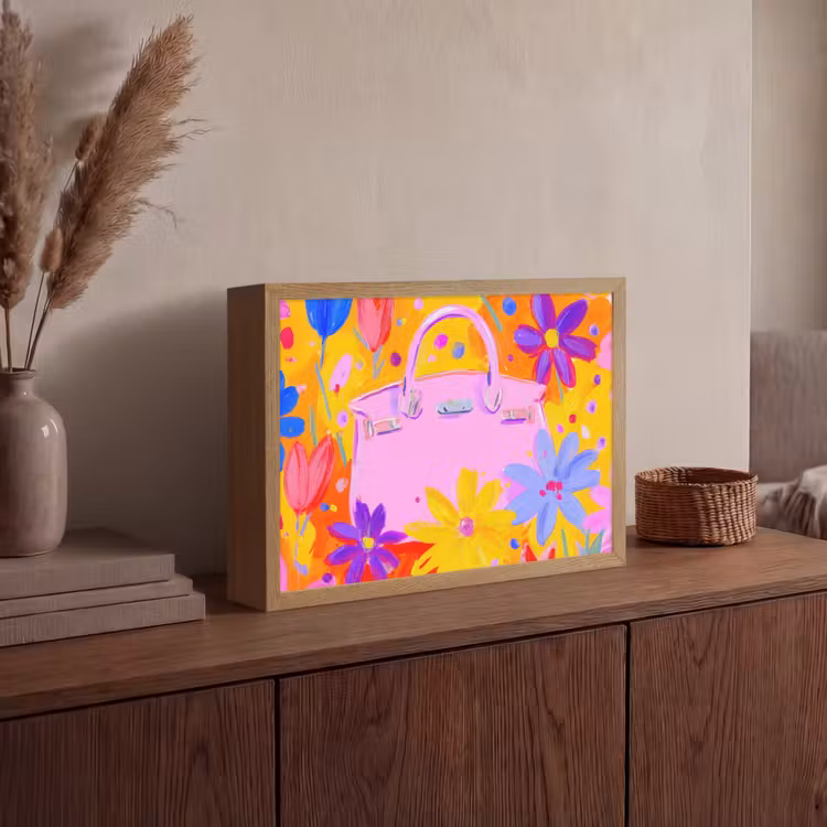 Lightbox - Wandlamp - Tas - Roze - Bloemen — 4