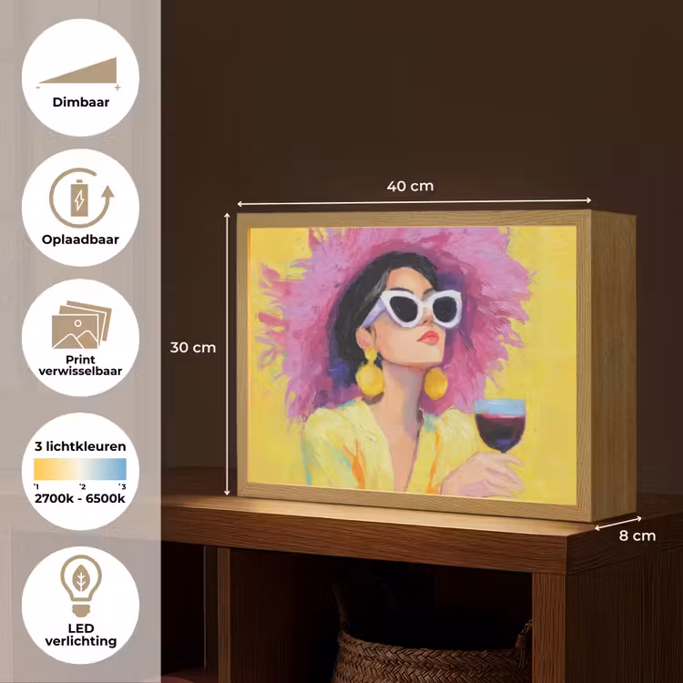 Lightbox - Wandlamp - Vrouw - Hoed - Paars - Wijn — 10