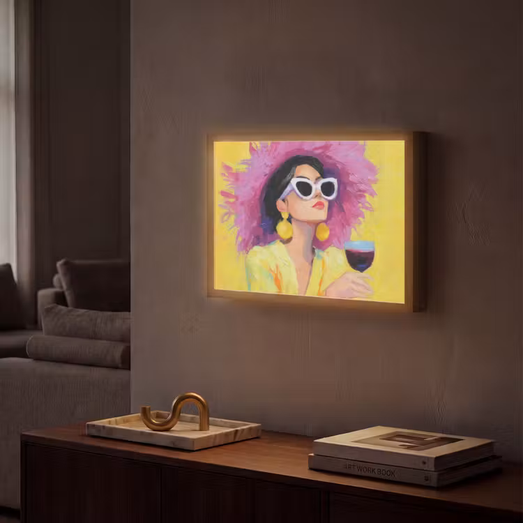 Lightbox - Wandlamp - Vrouw - Hoed - Paars - Wijn — 2
