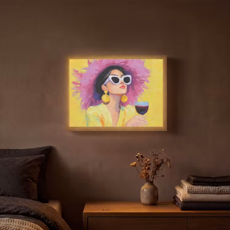 Lightbox - Wandlamp - Vrouw - Hoed - Paars - Wijn — 3