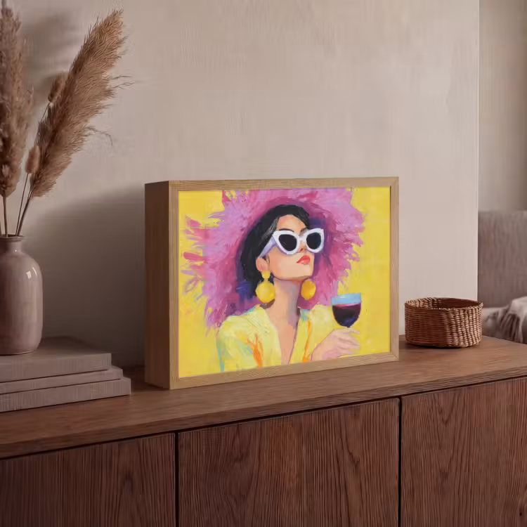 Lightbox - Wandlamp - Vrouw - Hoed - Paars - Wijn — 4