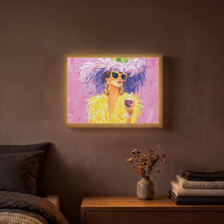 Lightbox - Wandlamp - Zonnebril - Vrouw - Jas - Veren — 3