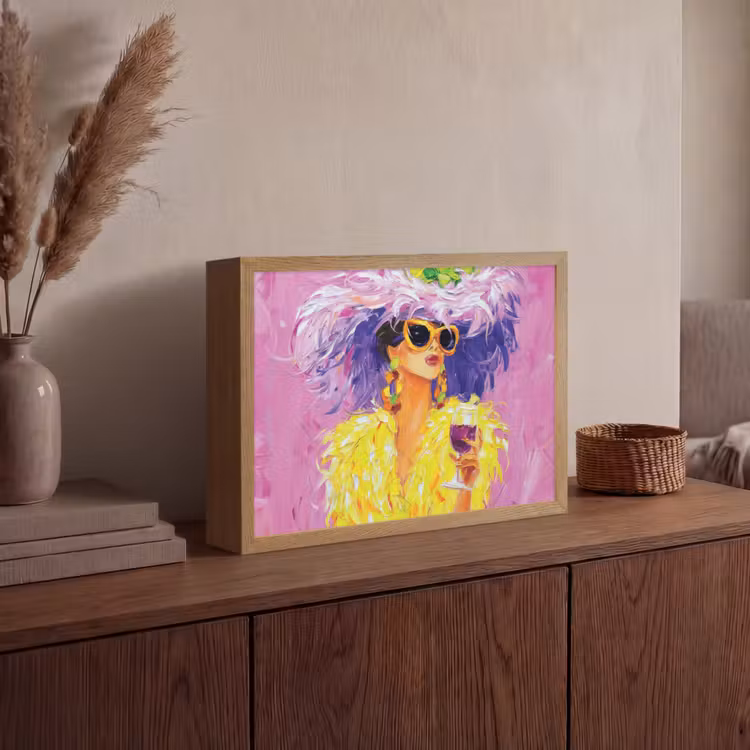 Lightbox - Wandlamp - Zonnebril - Vrouw - Jas - Veren — 4