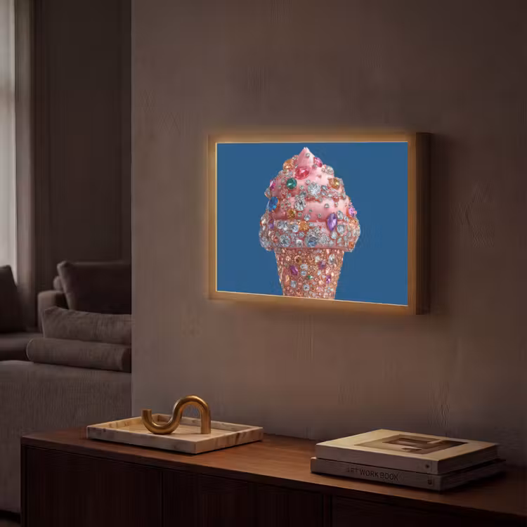 Lightbox - Wandlamp - Ijsje - Hoorntje - Steentjes - Blauw — 2