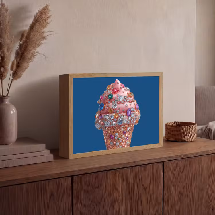 Lightbox - Wandlamp - Ijsje - Hoorntje - Steentjes - Blauw — 4