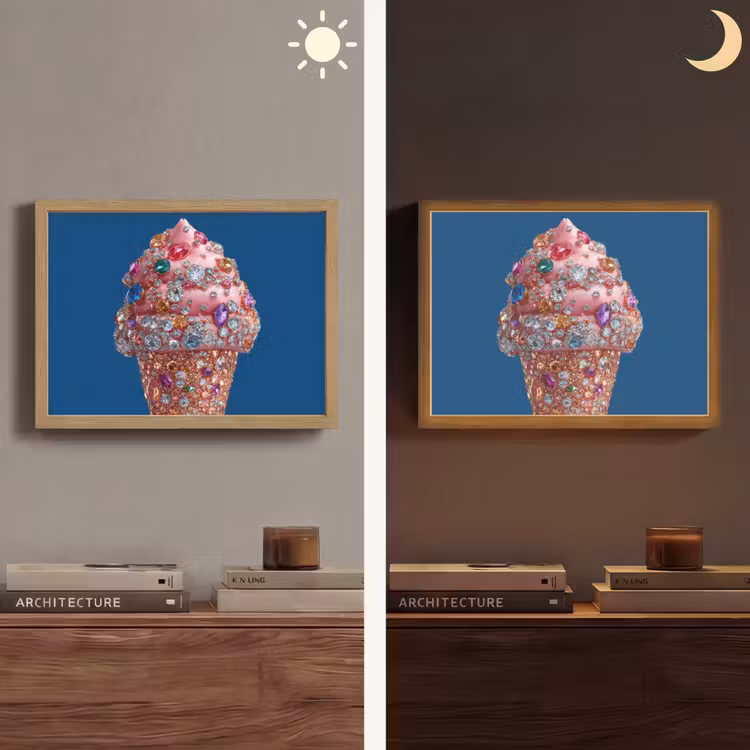 Lightbox - Wandlamp - Ijsje - Hoorntje - Steentjes - Blauw — 6