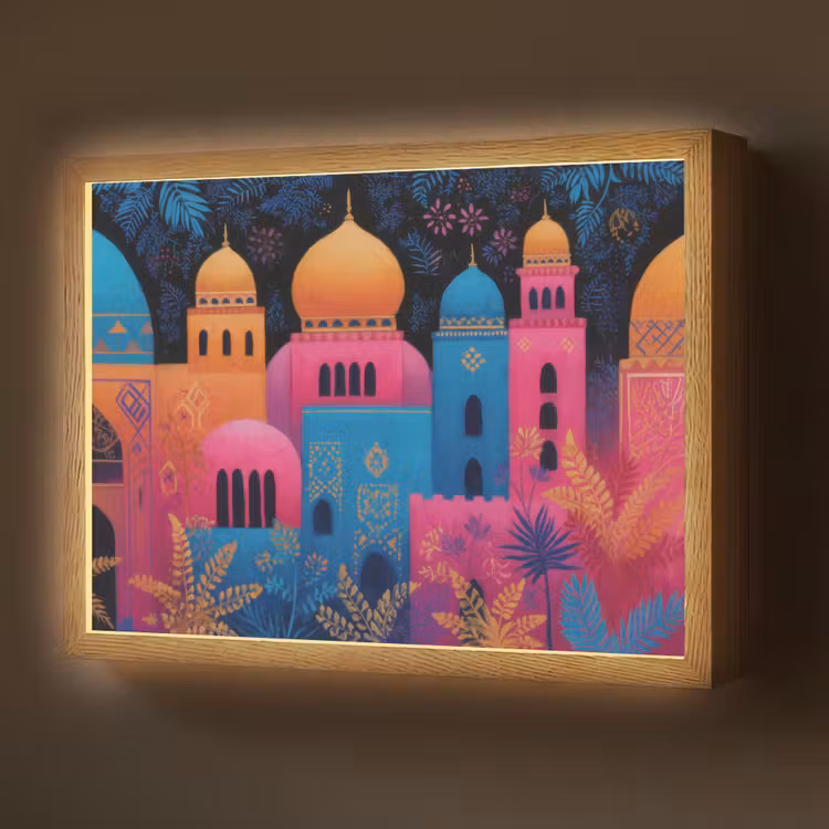 Lightbox - Wandlamp - Kleurrijk - Stad - Nacht - Islamitisch — 1