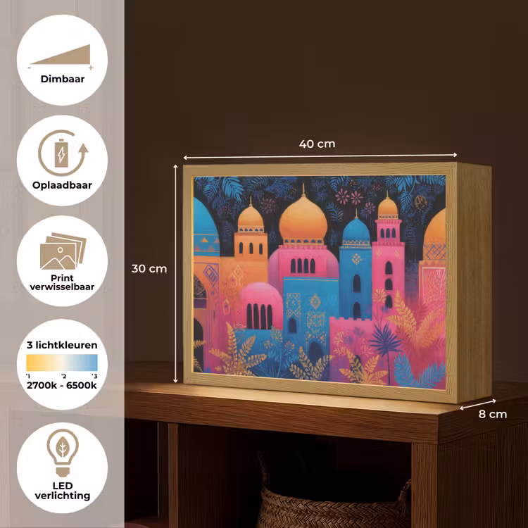 Lightbox - Wandlamp - Kleurrijk - Stad - Nacht - Islamitisch — 10