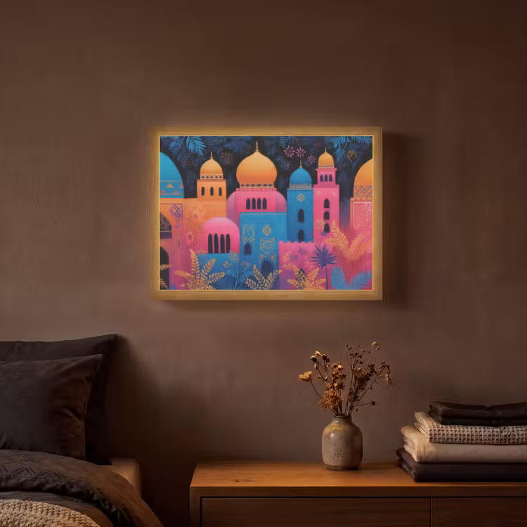 Lightbox - Wandlamp - Kleurrijk - Stad - Nacht - Islamitisch — 3
