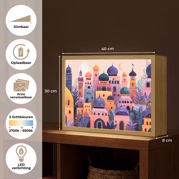 Lightbox - Wandlamp - Kleurrijke stad - Zon - Islamitisch — 10