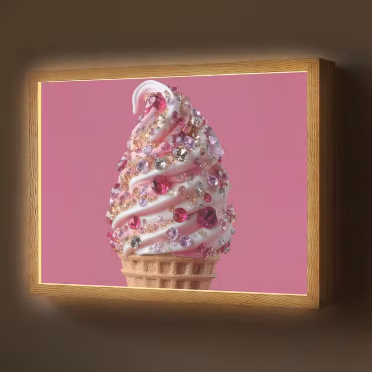 Lightbox - Wandlamp - Softijs - Edelstenen - Roze - Hoorntje — 1