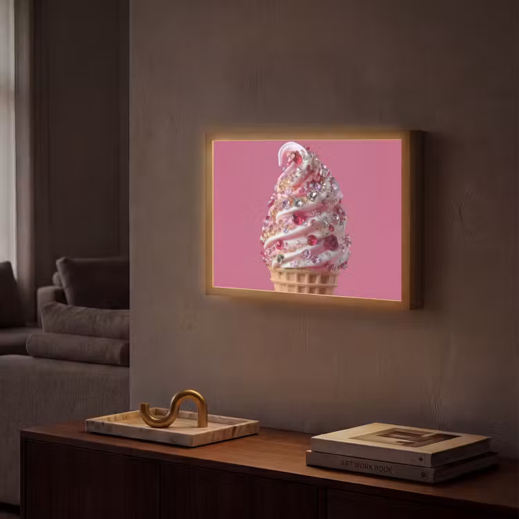 Lightbox - Wandlamp - Softijs - Edelstenen - Roze - Hoorntje — 2