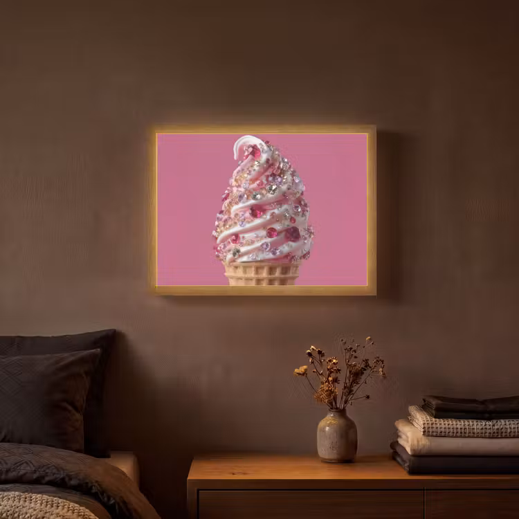 Lightbox - Wandlamp - Softijs - Edelstenen - Roze - Hoorntje — 3