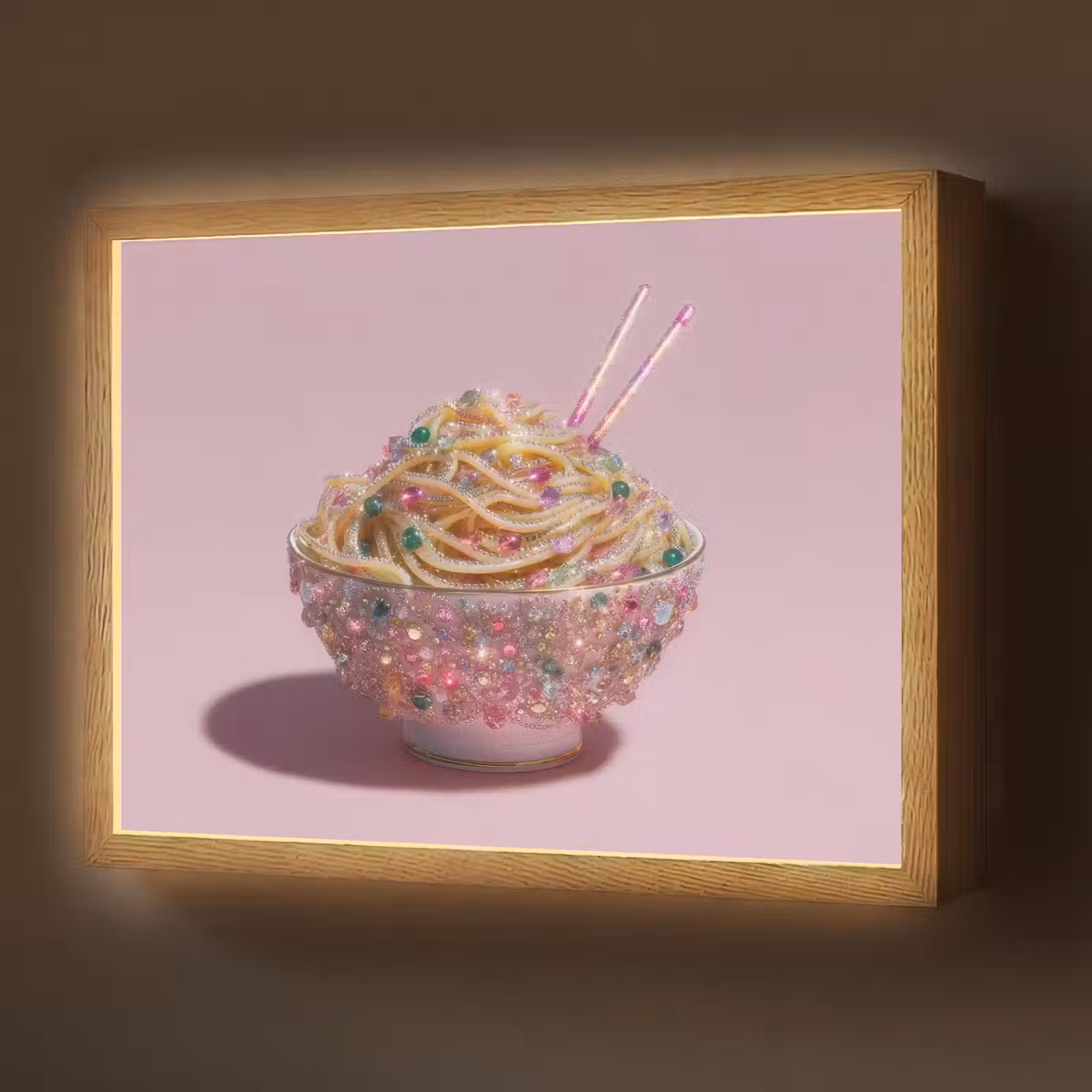 Lightbox - Wandlamp - Noodles - Edelstenen - Stokjes - Roze — 1