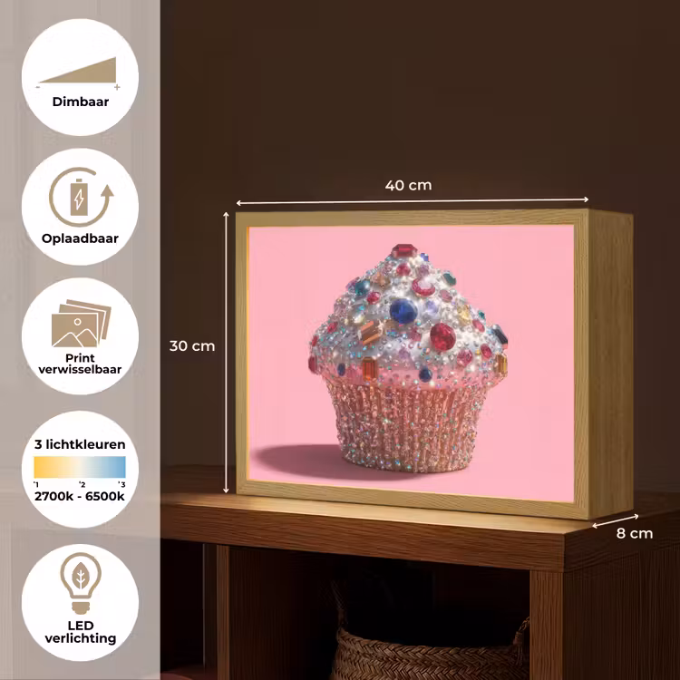 Lightbox - Wandlamp - Cupcake - Kleurrijk - Edelstenen — 10