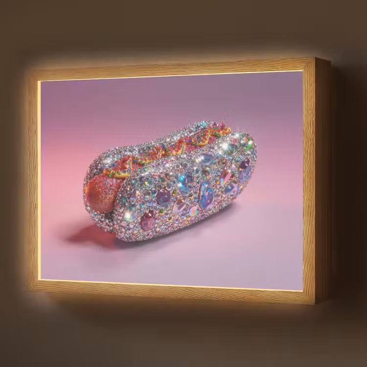 Lightbox - Wandlamp - Hotdog - Steentjes - Glitters - Paars — 1
