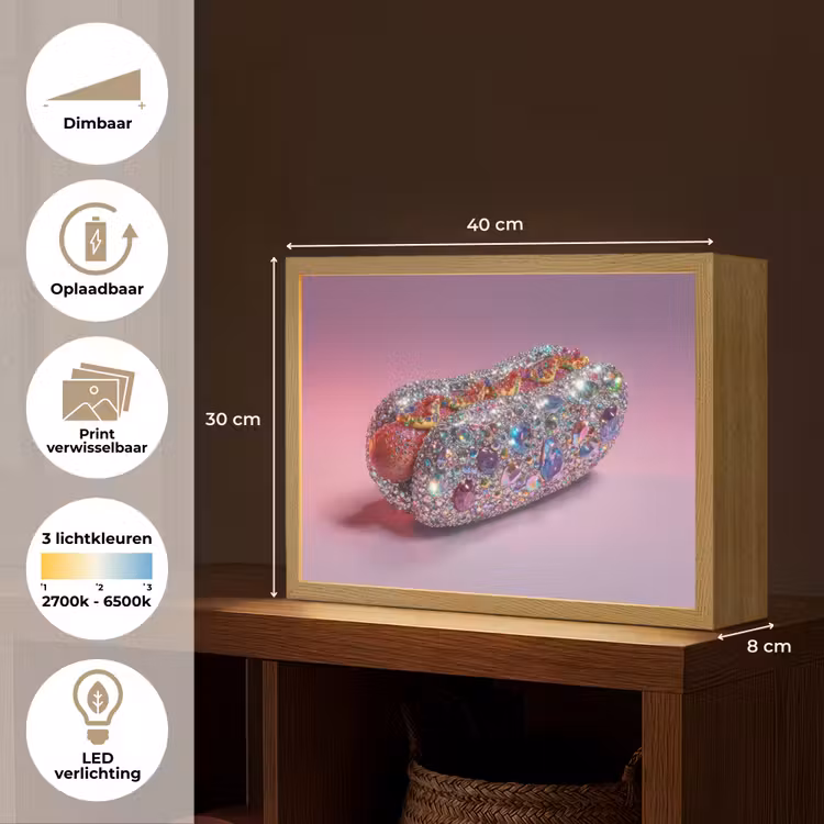 Lightbox - Wandlamp - Hotdog - Steentjes - Glitters - Paars — 10