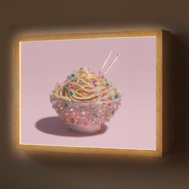 Lightbox - Wandlamp - Noodles - Edelstenen - Stokjes - Roze — 1