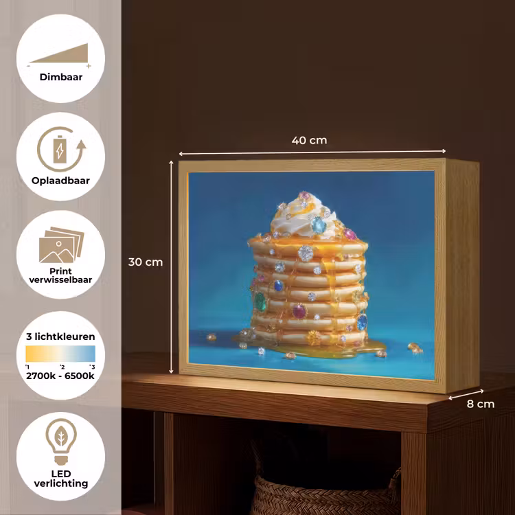 Lightbox - Wandlamp - Pannenkoeken - Steentjes - Glitter - Slagroom — 10