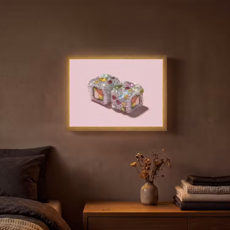 Lightbox - Wandlamp - Sushi - Rolletjes - Steentjes - Kleurrijk — 3