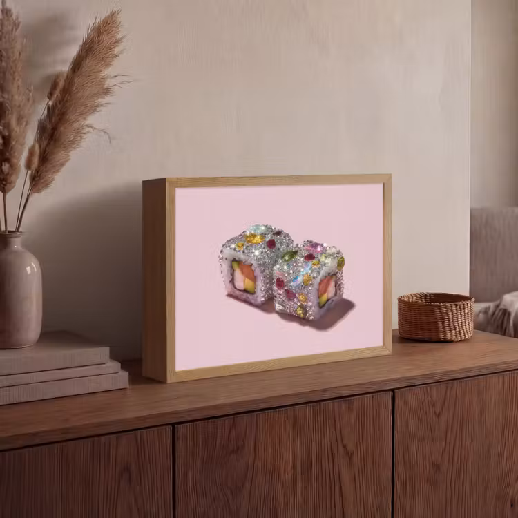 Lightbox - Wandlamp - Sushi - Rolletjes - Steentjes - Kleurrijk — 4