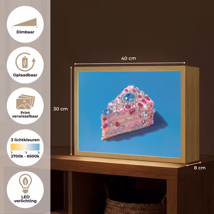 Lightbox - Wandlamp - Taart - Edelstenen - Glitters - Roze — 10