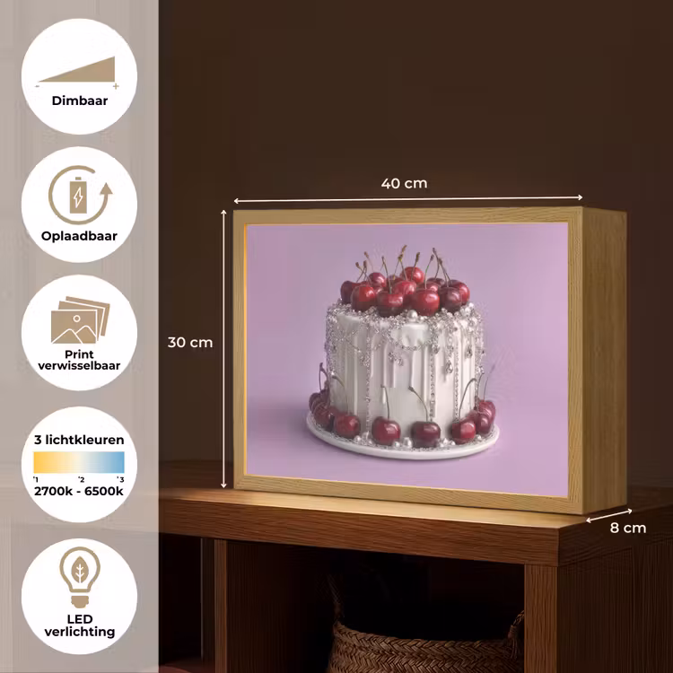 Lightbox - Wandlamp - Taart - Kersen - Juwelen - Rood — 10