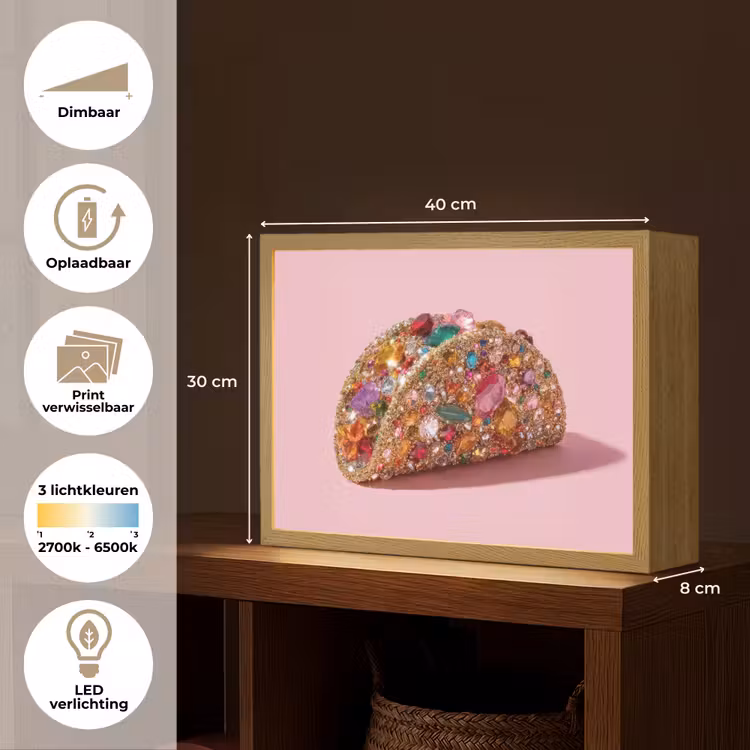 Lightbox - Wandlamp - Taco - Kleurrijk - Edelstenen - Goud — 10