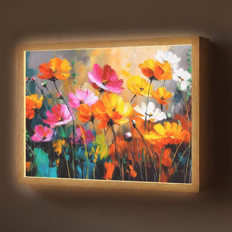 Lightbox - Wandlamp - Felgekleurd - Bloemblaadjes - Abstract — 1